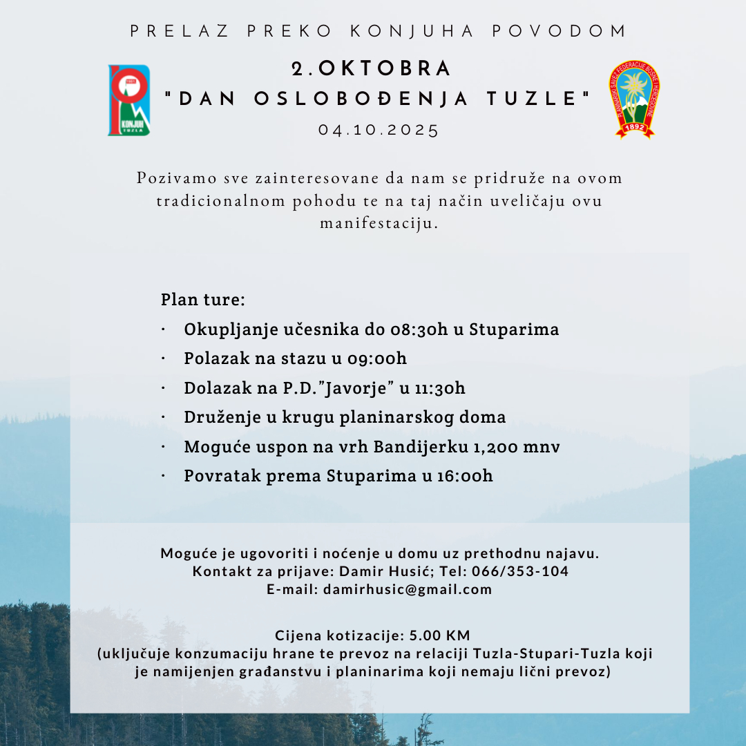 PRELAZ PREKO KONJUHA POVODOM 2. OKTOBRA – DAN OSLOBOĐENJA TUZLE